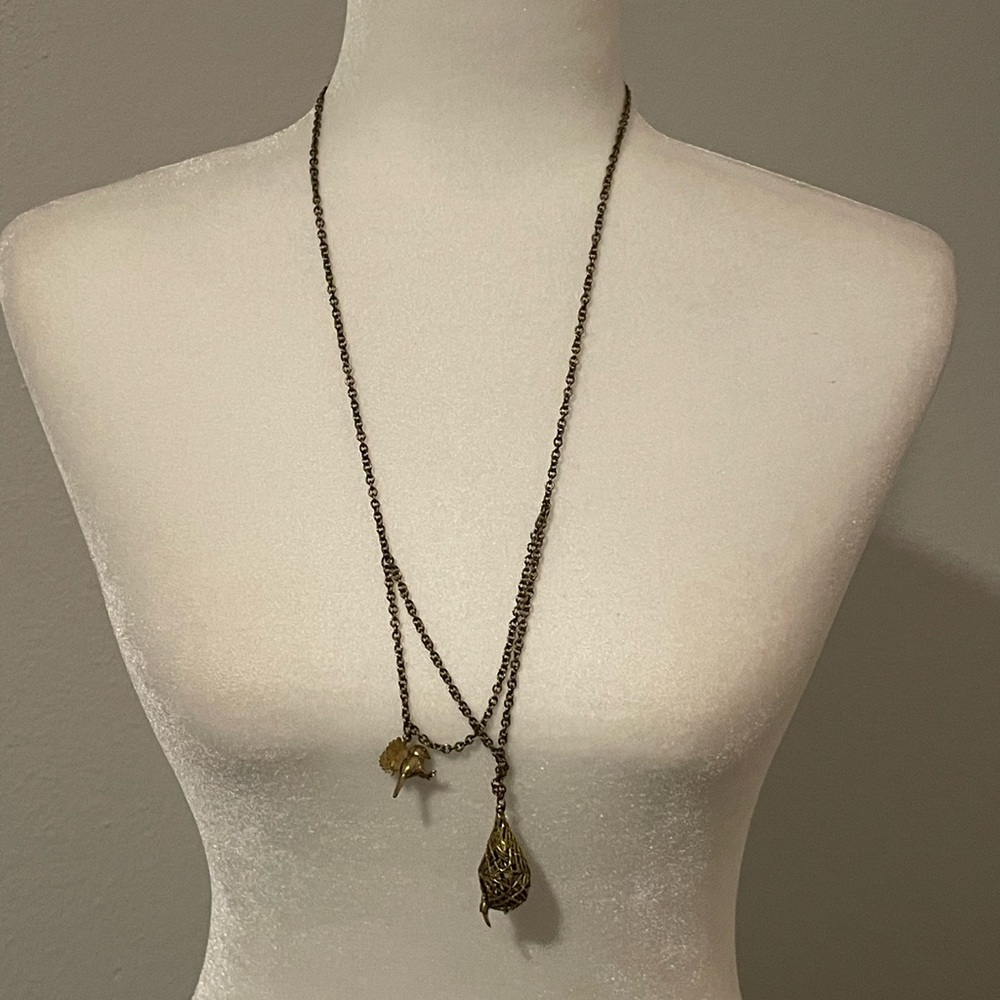 Bird Nest Brass Tone Necklace
